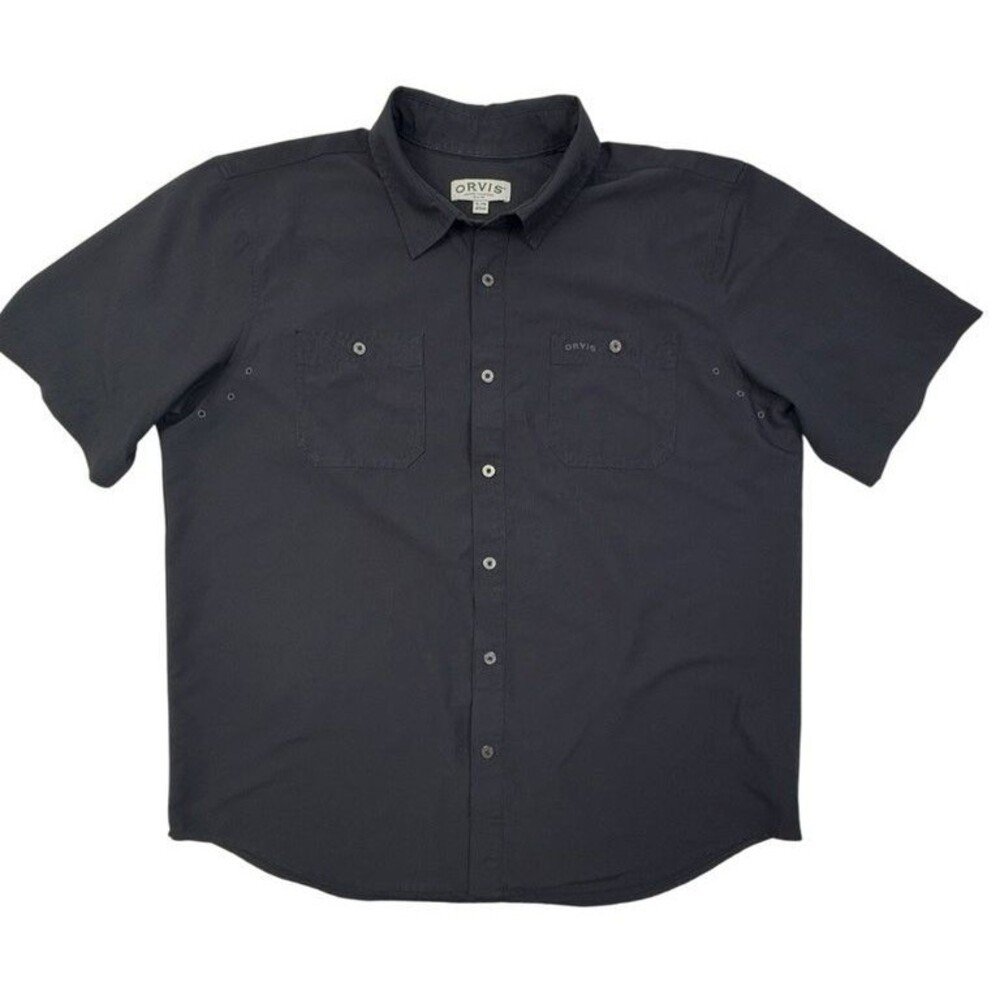 NWOT Orvis UPF 30 Relaxed Fit Quick-Dry Woven Shirt Charcoal Black XL